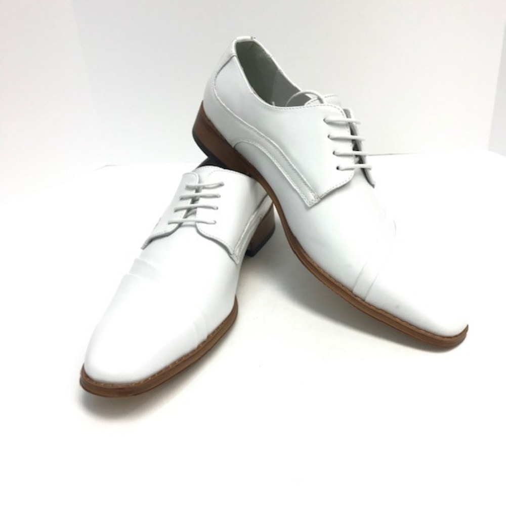 Amali Men's White Dress Shoes Double Folded Vamp Leather Lined Size 10